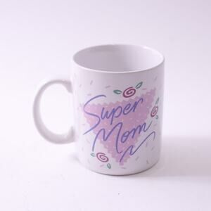 Super Mom, Hallmark, Mugs, 1988, Pink, Mothers Day Coffee Cup, Tea Cup, Graphic,